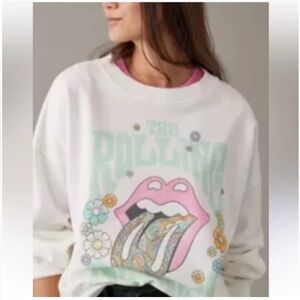 American Eagle White Rolling Stones Graphic Sweatshirt Size S